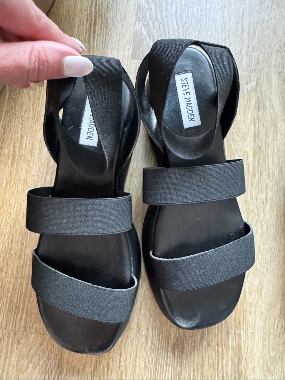 Steve Madden Sashes Black Elastic Strap Sandals